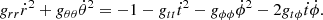 Mathematical equation: $$ \begin{aligned} g_{rr} \dot{r}^2 + g_{\theta \theta } \dot{\theta }^2 = -1 - g_{tt} \dot{t}^2 - g_{\phi \phi }\dot{\phi }^2 -2g_{t \phi }\dot{t}\dot{\phi }.\ \ \end{aligned} $$