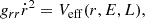 Mathematical equation: $$ \begin{aligned} g_{rr} \dot{r}^2 = V_{\rm eff}(r, E, L), \end{aligned} $$