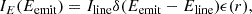 Mathematical equation: $$ \begin{aligned} I_E(E_{\rm emit}) = I _{\rm line} \delta (E_{\rm emit}-E_{\rm line})\epsilon (r), \end{aligned} $$