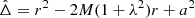 Mathematical equation: $ \hat{\Delta} = r^2 - 2M(1+\lambda^2)r + a^2 $