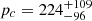 Mathematical equation: $ p_c = 224_{-96}^{+109} $