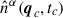 Mathematical equation: $ \hat{n}^{\alpha}(\boldsymbol{q}_c, t_c) $