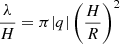 Mathematical equation: $ \frac{\lambda}{H} = \pi |q|\left(\frac{H}{R}\right)^{2} $