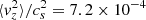 Mathematical equation: $ \langle v_{z}^{2} \rangle / c_{s}^{2} = 7.2\times 10^{-4} $