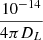Mathematical equation: $ \frac{10^{-14}}{4\pi D_L} $