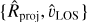 Mathematical equation: $\[\{\hat{R}_{\text {proj}}, \hat{v}_{\text {LOS}}\}\]$