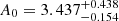 Mathematical equation: $ A_0 = 3.437_{-0.154}^{+0.438} $