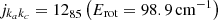 Mathematical equation: $ j_{k_a k_c}=12_{85}\left(E_{\mathrm{{rot}}}=98.9\,\mathrm{cm}^{-1}\right) $