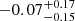 Mathematical equation: $ -0.07^{+0.17}_{-0.15} $
