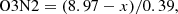 Mathematical equation: $$ \begin{aligned}&\mathrm{O3N2} = (8.97 - x)/0.39, \end{aligned} $$