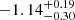 Mathematical equation: $ -1.14^{+0.19}_{-0.30} $