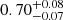 Mathematical equation: $ 0.70^{+0.08}_{-0.07} $