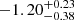 Mathematical equation: $ -1.20^{+0.23}_{-0.38} $