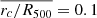 Mathematical equation: $ \overline{r_c/R_{500}}=0.1 $