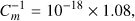 Mathematical equation: $\[C_m^{-1}=10^{-18} \times 1.08,\]$