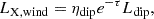 Mathematical equation: $$ \begin{aligned} L_{\mathrm{X,wind}} = \eta _{\mathrm{dip}} e^{-\tau } L_{\mathrm{dip}}, \end{aligned} $$