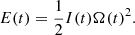Mathematical equation: $$ \begin{aligned} E(t) = \frac{1}{2} I(t) \Omega (t)^2. \end{aligned} $$