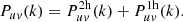 Mathematical equation: $$ \begin{aligned} P_{uv}(k) = P_{uv}^{2\mathrm{h} }(k) + P^{1 \mathrm{h} }_{uv}(k). \end{aligned} $$