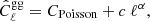 Mathematical equation: $$ \begin{aligned} \hat{C}^\mathrm{gg}_\ell = {C}_{\rm Poisson} + c\ \ell ^\alpha , \end{aligned} $$