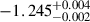 Mathematical equation: $ -1.245^{+0.004}_{-0.002} $