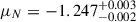 Mathematical equation: $ \mu_N=-1.247^{+0.003}_{-0.002} $