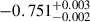 Mathematical equation: $ -0.751^{+0.003}_{-0.002} $