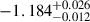 Mathematical equation: $ -1.184^{+0.026}_{-0.012} $