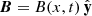 Mathematical equation: $ \boldsymbol{B} = B(x,t)\,{{\hat{\mathbf{y}}}} $