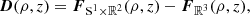 Mathematical equation: $$ \begin{aligned} \boldsymbol{D}(\rho , z) = \boldsymbol{F}_{\mathrm{S} ^1\times \mathbb{R} ^2}(\rho , z) - \boldsymbol{F}_{\mathbb{R} ^3}(\rho , z) , \end{aligned} $$