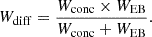 Mathematical equation: $$ \begin{aligned} W_{\rm diff} = \frac{W_{\rm conc} \times W_{\rm EB}}{W_{\rm conc} + W_{\rm EB}}. \end{aligned} $$