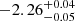 Mathematical equation: $ -2.26^{+0.04}_{-0.05} $