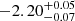 Mathematical equation: $ -2.20^{+0.05}_{-0.07} $