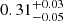 Mathematical equation: $ 0.31^{+0.03}_{-0.05} $