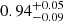 Mathematical equation: $ 0.94^{+0.05}_{-0.09} $