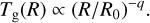 Mathematical equation: T_{\rm g}(R) \propto (R/R_0)^{-q}.