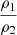 Mathematical equation: $ \dfrac{\rho_1}{\rho_2} $