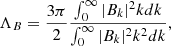 Mathematical equation: $$ \begin{aligned} \Lambda _B = \frac{3\pi }{2} \frac{\int _0^{\infty } |B_k|^2 k dk}{\int _0^{\infty } |B_k|^2 k^2 dk}, \end{aligned} $$