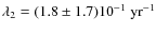 $\lambda_2 = (1.8\pm 1.7){10}^{-1}\mbox{ yr}^{-1}$