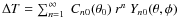 $\Delta
T=\sum_{n=1}^\infty~ C_{n0}(\theta_0)~r^n~Y_{n0}(\theta,\phi)$