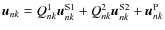 $\vec{u}_{nk}=Q^1_{nk}\vec{u}^{\rm S1}_{nk}+Q^2_{nk} \vec{u}^{\rm
S2}_{nk}+\vec{u}^{\rm P}_{nk}$