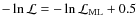 $-\ln {\cal L} = - \ln
{\cal L}_{\rm ML} + 0.5$