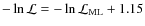 $-\ln {\cal L} = - \ln
{\cal L}_{\rm ML} + 1.15$