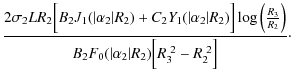 $\displaystyle \frac{2\sigma_2 L R_2\Big[B_2 J_1(\vert\alpha_2\vert R_2) + C_2 Y...
...{R_2}\Big)}{B_2 F_0(\vert\alpha_2\vert R_2)\Big[R_3^{~2} - R_2^{~2}\Big]} \cdot$